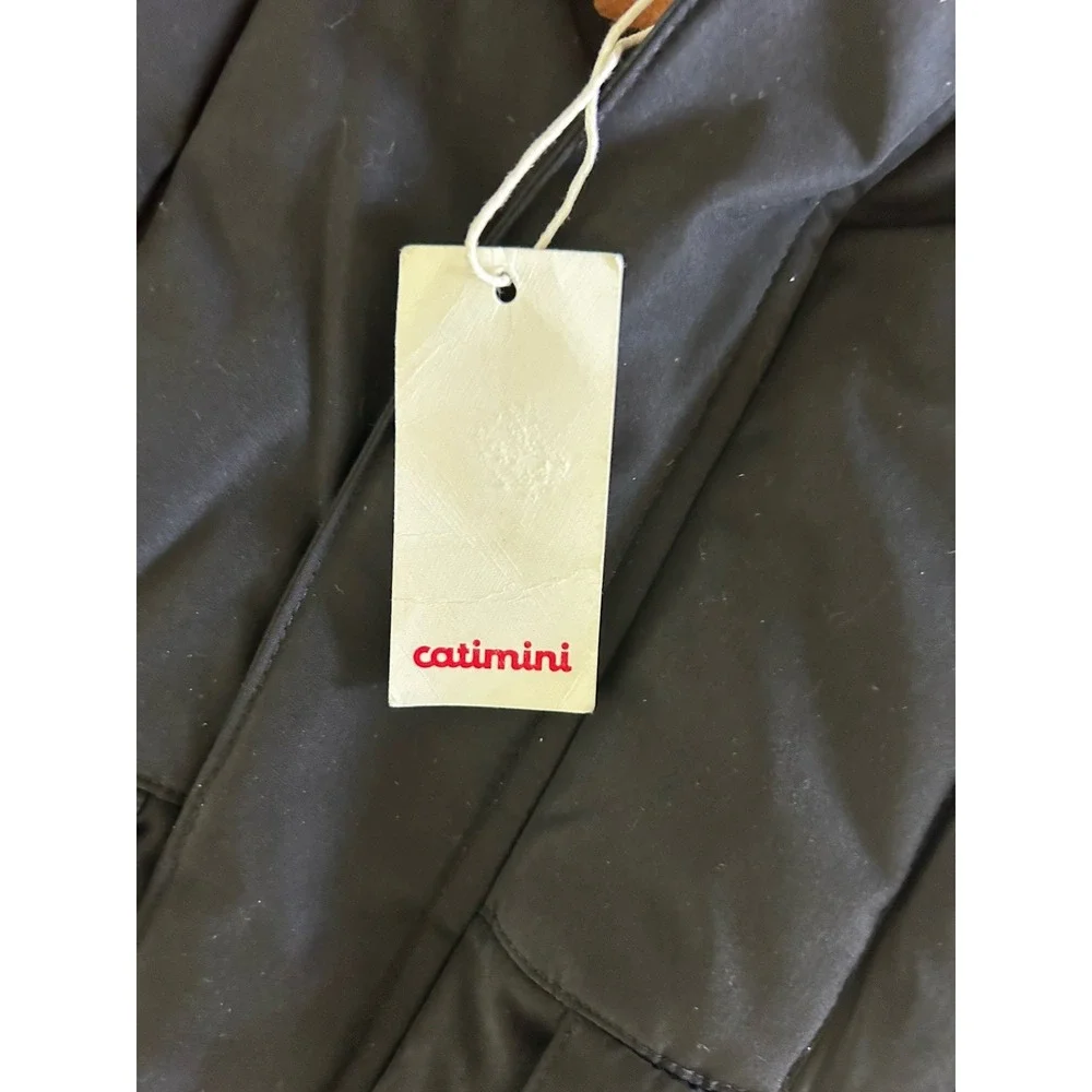 catimini Parka Puffer Jacket  Black‎ Faux Fur Hood Size 3 NWT